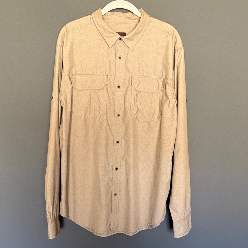 Prana large Men's Button-Down Shirt in Light Tan